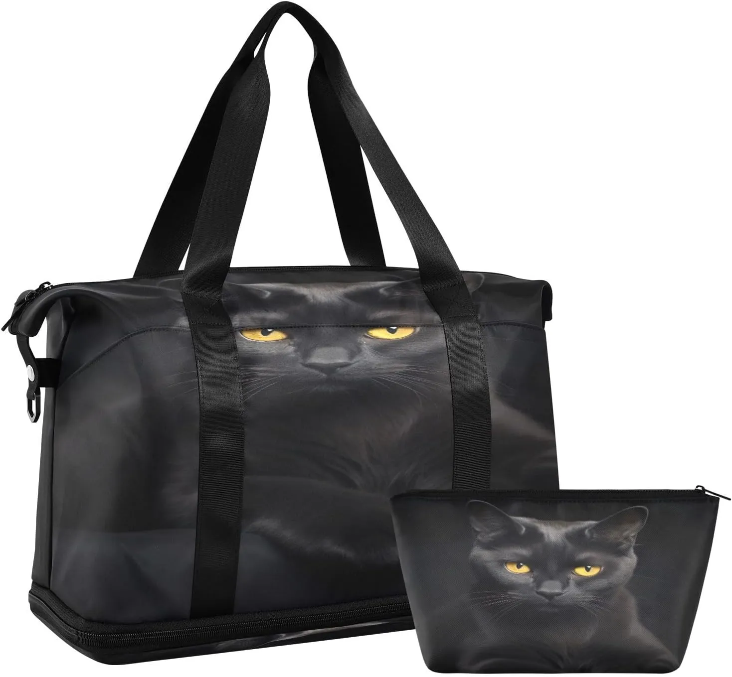 Kigai Driver Cat Gym Bag for Women & Men,Waterproof Weekender Overnight Bag with Shoes Compartment Sports Duffel Bag for Gym Yoga Swimming Camping