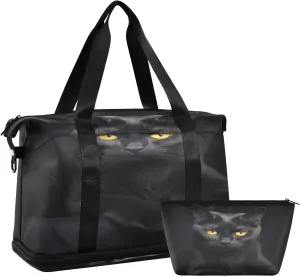 Kigai Driver Cat Gym Bag for Women & Men,Waterproof Weekender Overnight Bag with Shoes Compartment Sports Duffel Bag for Gym Yoga Swimming Camping