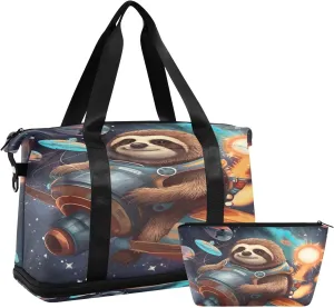 Kigai Sloth Gym Bag for Women & Men,Waterproof Weekender Overnight Bag with Shoes Compartment Sports Duffel Bag for Gym Yoga Swimming Camping