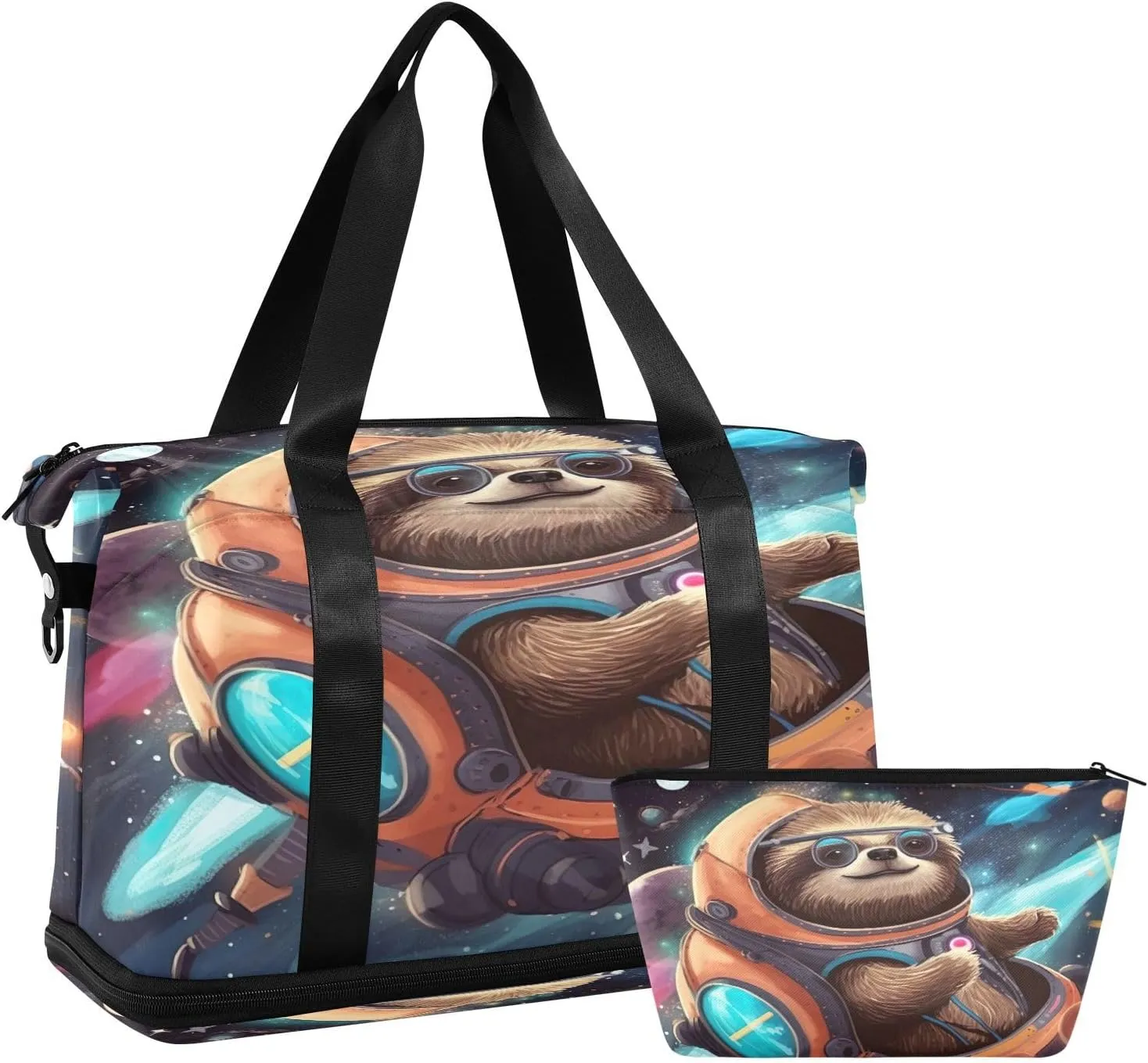 Kigai Sloth Gym Bag for Women & Men,Waterproof Weekender Overnight Bag with Shoes Compartment Sports Duffel Bag for Gym Yoga Swimming Camping
