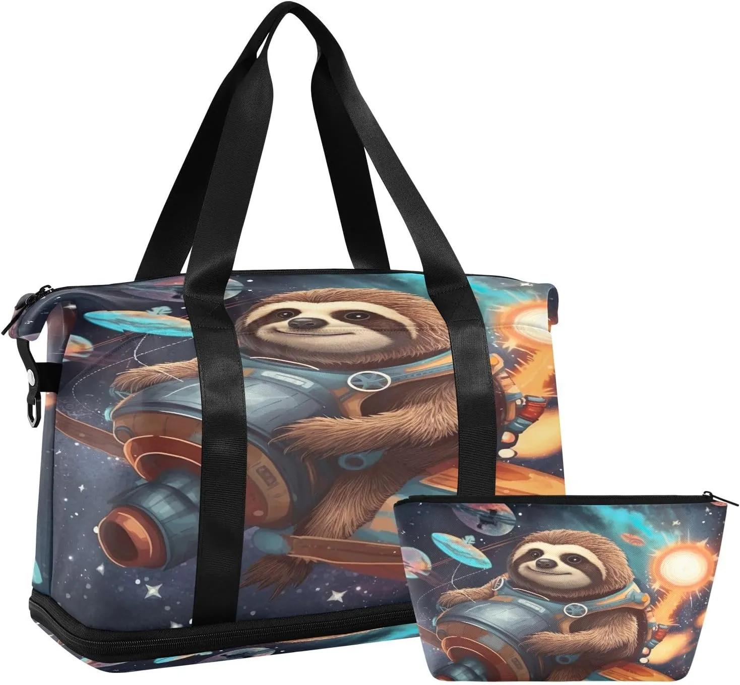 Kigai Sloth Gym Bag for Women & Men,Waterproof Weekender Overnight Bag with Shoes Compartment Sports Duffel Bag for Gym Yoga Swimming Camping