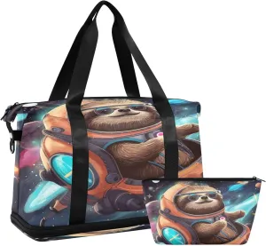 Kigai Sloth Gym Bag for Women & Men,Waterproof Weekender Overnight Bag with Shoes Compartment Sports Duffel Bag for Gym Yoga Swimming Camping