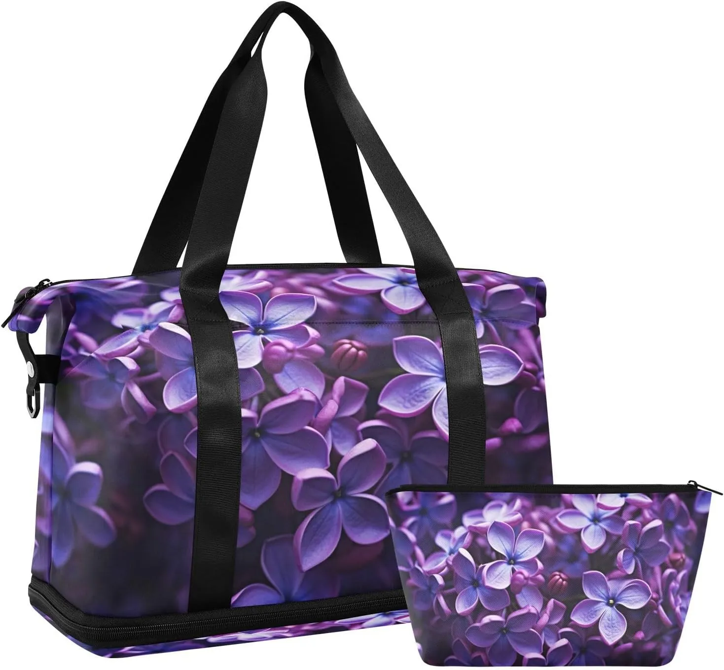 Kigai Violet Gym Bag for Women & Men,Waterproof Weekender Overnight Bag with Shoes Compartment Sports Duffel Bag for Gym Yoga Swimming Camping