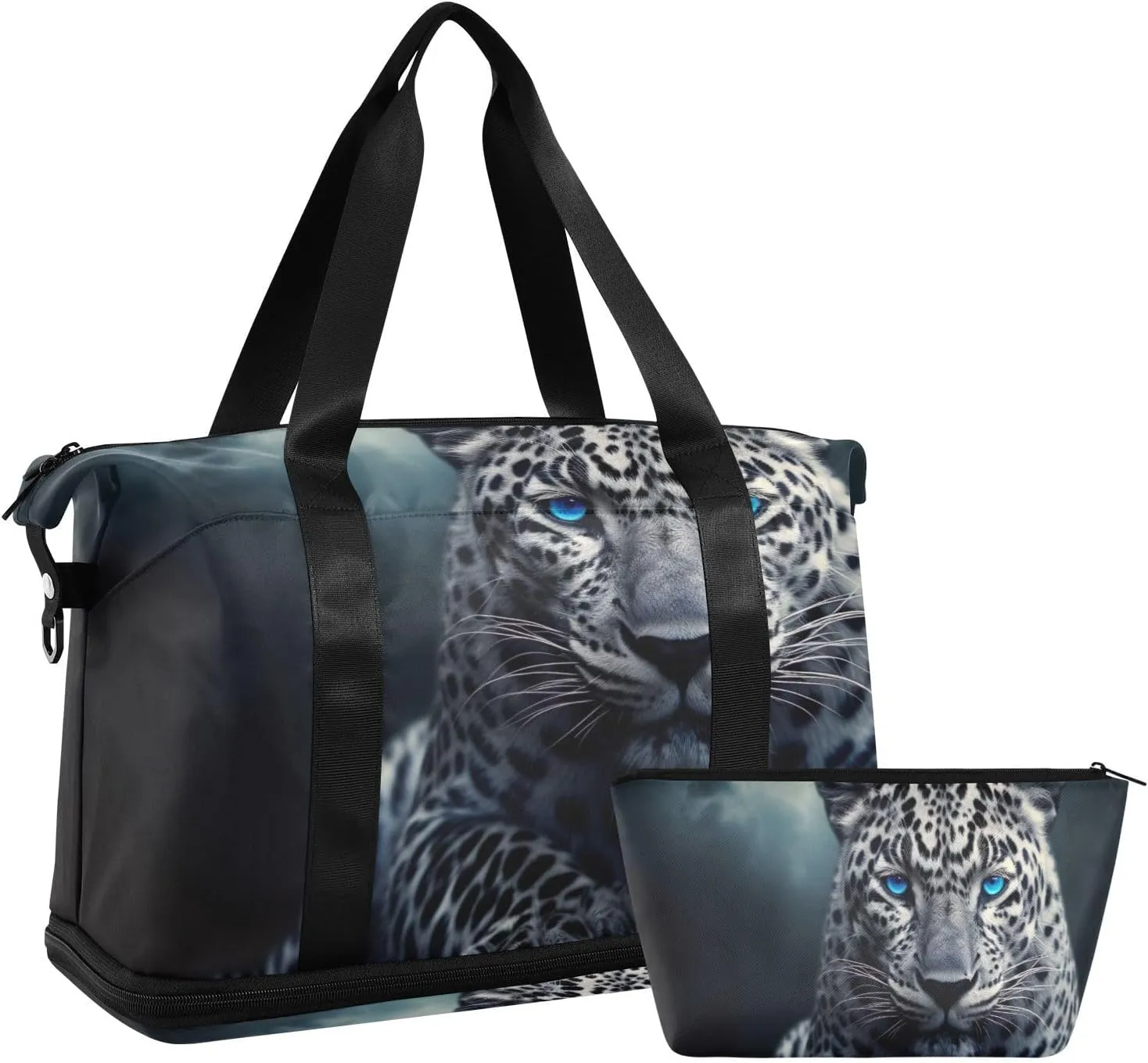 Kigai Wolf Gym Bag for Women & Men,Waterproof Weekender Overnight Bag with Shoes Compartment Sports Duffel Bag for Gym Yoga Swimming Camping