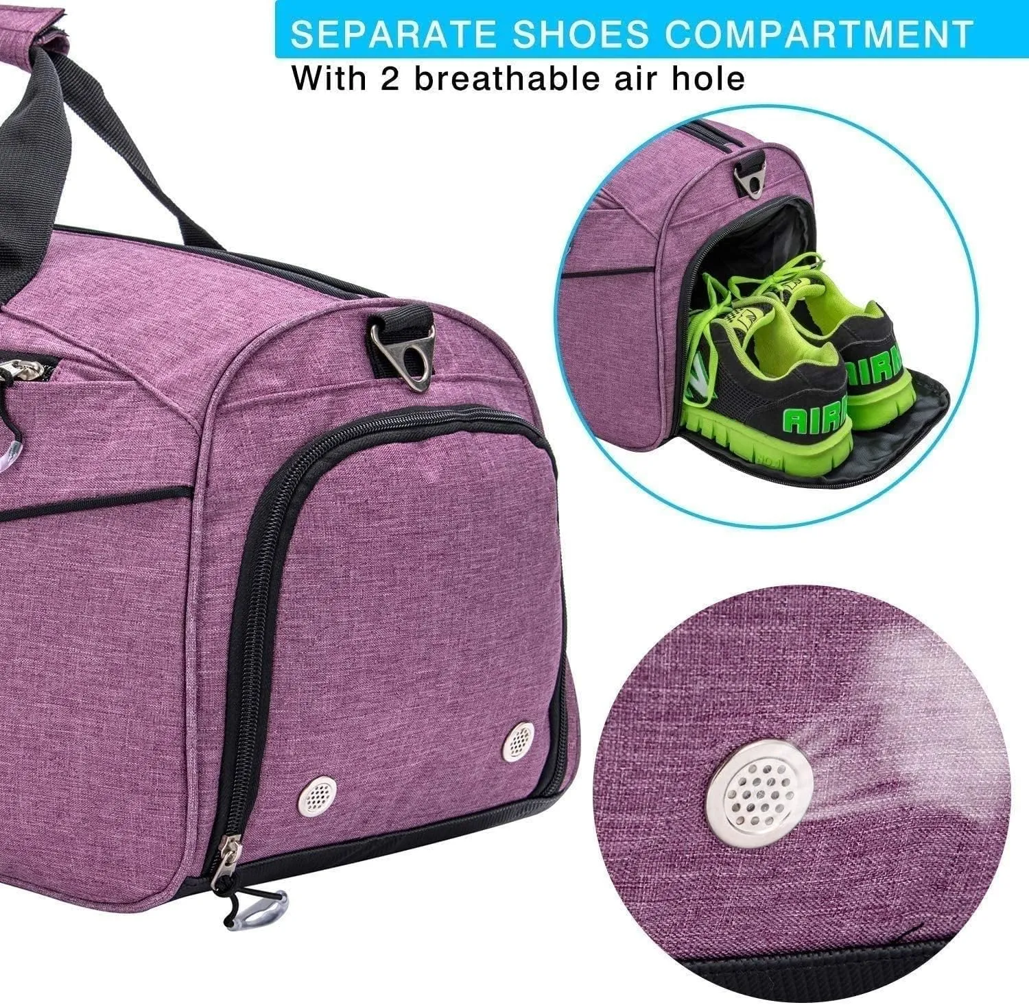 KouRy Fitness Sport Small Gym Bag with Shoes Compartment Waterproof Travel Duffel Bag for Women and Men, Multifunctional Gym Bag (Color : Gray)