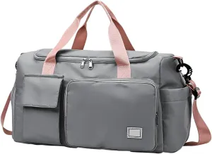 Large Capacity Gym Bag Waterproof Duffle Case with Shoes Compartment Foldable Weekender Overnight Handbag Sports Tote Bag with Dry Wet Separated Pocket