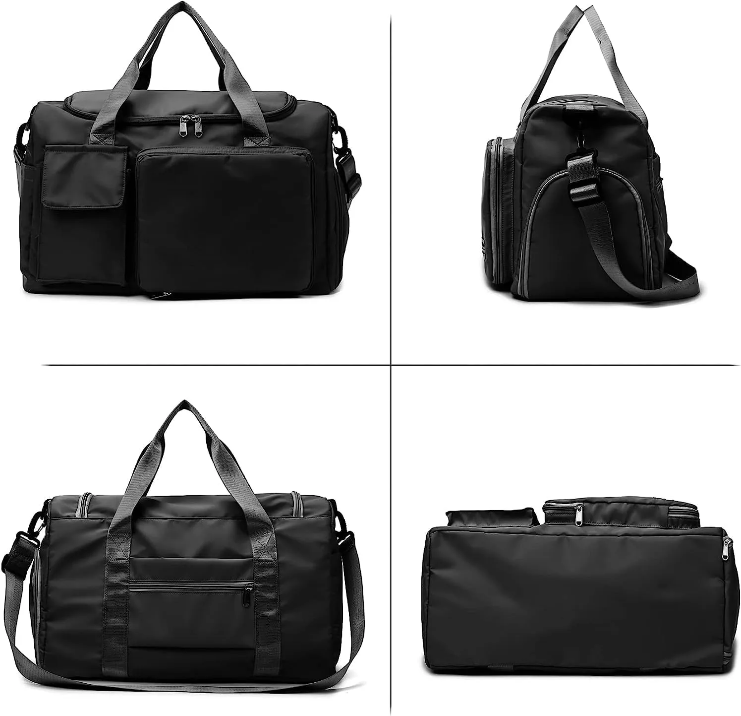 Large Capacity Gym Bag Waterproof Duffle Case with Shoes Compartment Foldable Weekender Overnight Handbag Sports Tote Bag with Dry Wet Separated Pocket