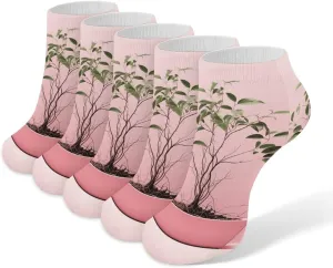 Leaves And Roots Ankle Socks Soft Breathable No Show Socks Comfortable Cotton Low Cut Casual Socks for Women Men 5 Pairs