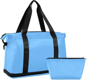 Light Blue Weekender Bags for Women Travel Duffel Bags with Shoe Compartment Overnight Bag Carry on Sports Duffel Bag with Toiletry Bag for Travel/Business/Gift Light Blue 01