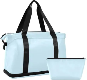 Light Blue Weekender Bags for Women Travel Duffel Bags with Shoe Compartment Overnight Bag Carry on Sports Duffel Bag with Toiletry Bag for Travel/Business/Gift Light Blue 02