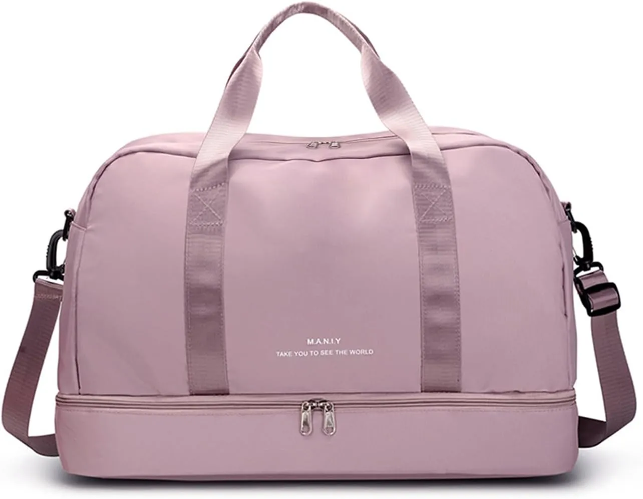 Light Gym Bag with Shoe Compartment, Large Capacity Sports Travel Duffle Bag with Wet Pocket for lady Weekender Overnight Aircraft Bag Pink