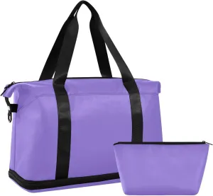 Light Purple Weekender Bags for Women Travel Duffel Bags with Shoe Compartment Overnight Bag Carry on Sports Duffel Bag with Toiletry Bag for Travel/Business/Gift Light Purple