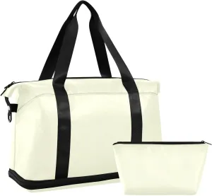 Light Yellow Weekender Bags for Women Travel Duffel Bags with Shoe Compartment Overnight Bag Carry on Sports Duffel Bag with Toiletry Bag for Travel/Business/Gift Light Yellow 01