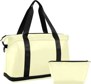 Light Yellow Weekender Bags for Women Travel Duffel Bags with Shoe Compartment Overnight Bag Carry on Sports Duffel Bag with Toiletry Bag for Travel/Business/Gift Light Yellow 02