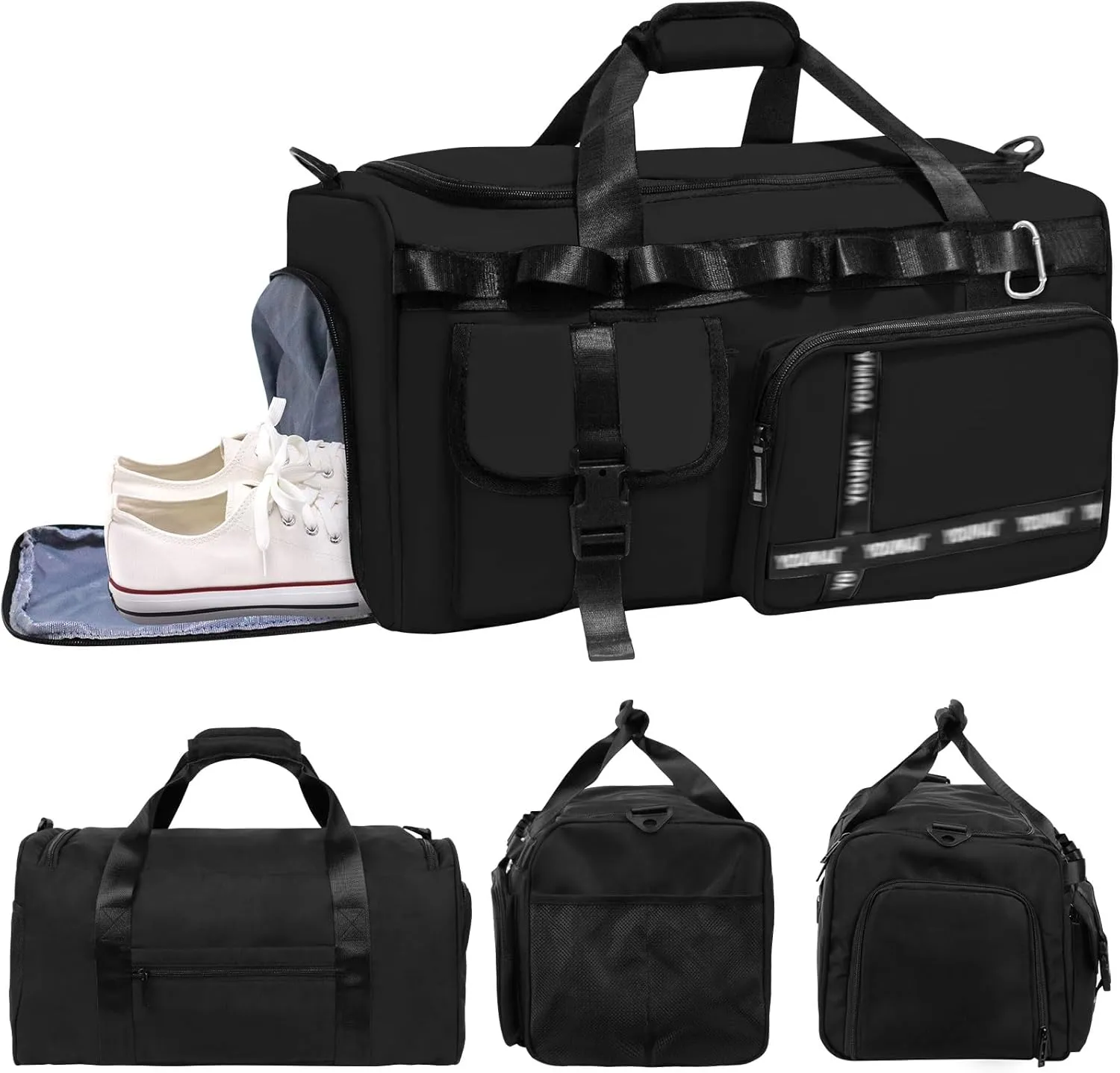 LONHCHI Sports Bag for Women and Men with Shoes Compartment and Wet Bag - Handbag for Travel, Gym, Fitness, Workout, Black, be fallow