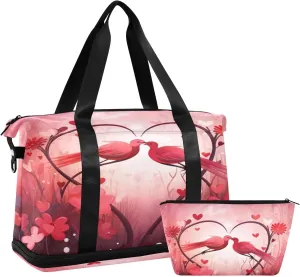 Love for Valentine's Day Gym Bag for Men Women with Shoes Compartment & Wet Pocket Sport Travel Duffel Bag Waterproof Weekender Overnight Bag