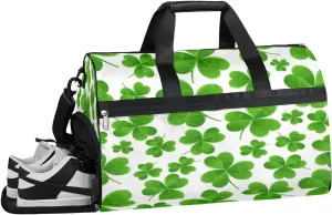 Lucky Clover Resistant Sports Gym Bag for Women Men Travel Duffel bag with Wet Pocket & Shoes Compartment Waterproof Weekender Bag 19.7"x9.9"x13"