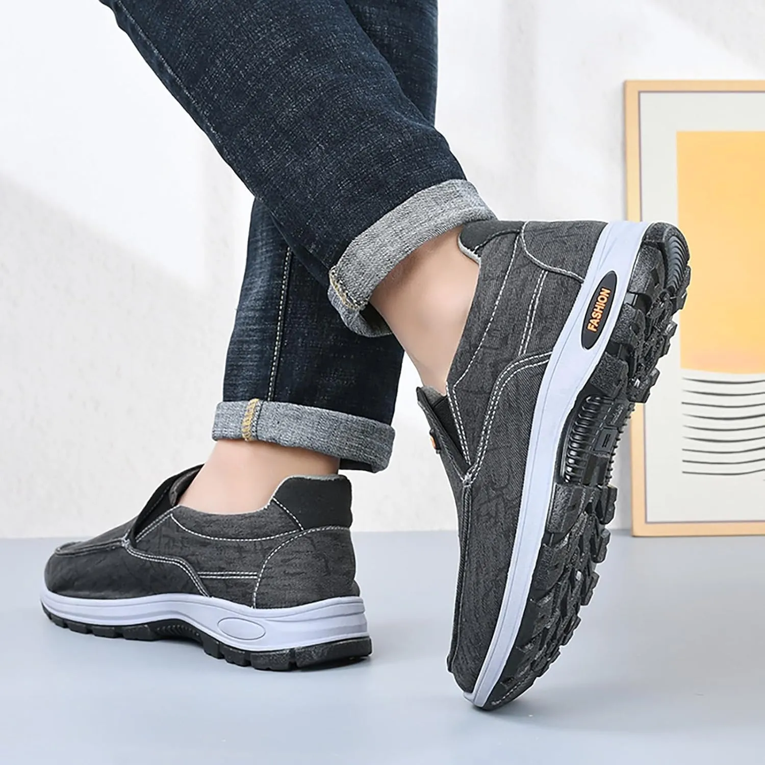 Memory Foam Versatile Shoes for Men Portable Non Slip Fitness Workout Shoe Casual Soft Flat Soled Walking Shoes