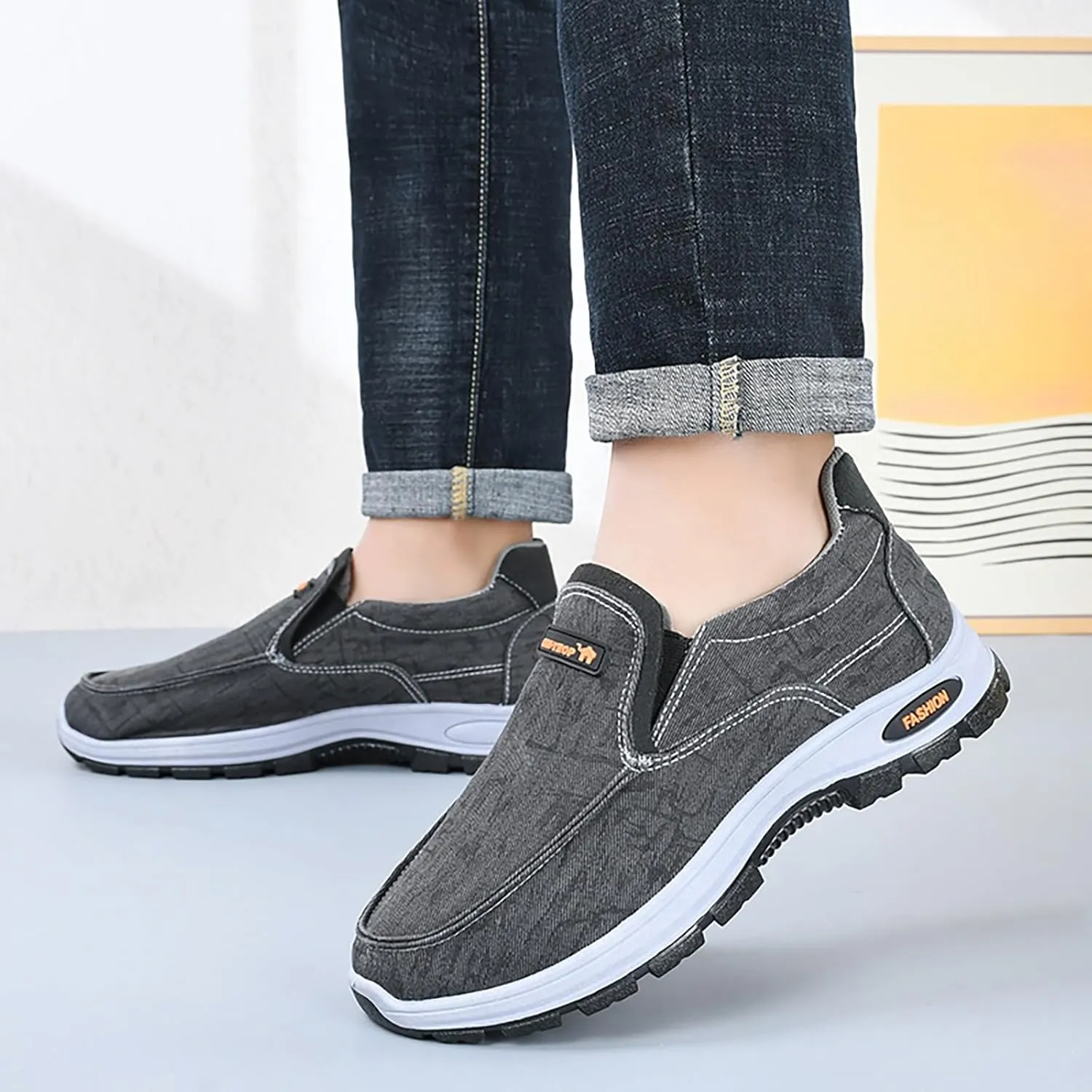 Memory Foam Versatile Shoes for Men Portable Non Slip Fitness Workout Shoe Casual Soft Flat Soled Walking Shoes