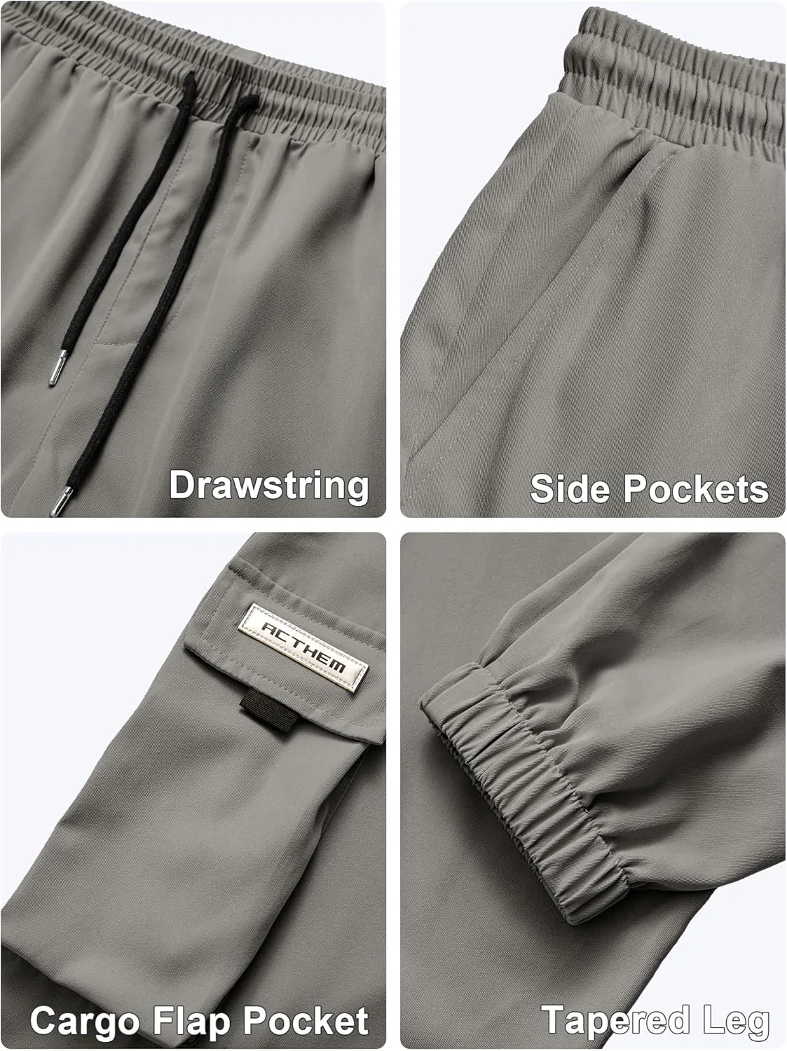 Mens Cargo Joggers Pants Elastic Waist Drawstring Baggy Sweatpants Techwear Pants for Men