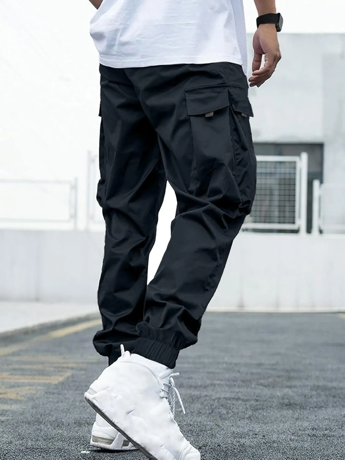 Mens Cargo Joggers Pants Elastic Waist Drawstring Baggy Sweatpants Techwear Pants for Men