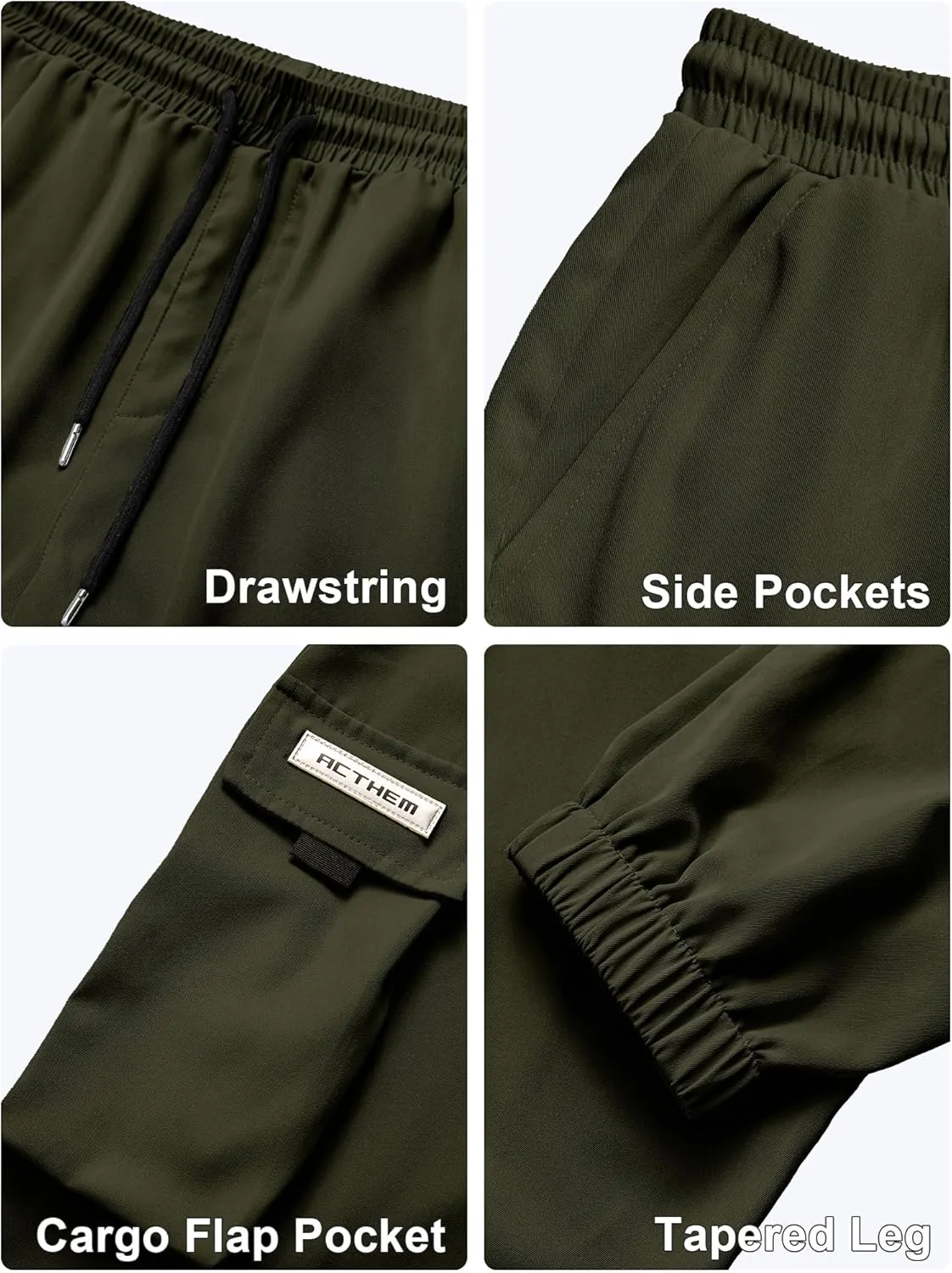 Mens Cargo Joggers Pants Elastic Waist Drawstring Baggy Sweatpants Techwear Pants for Men