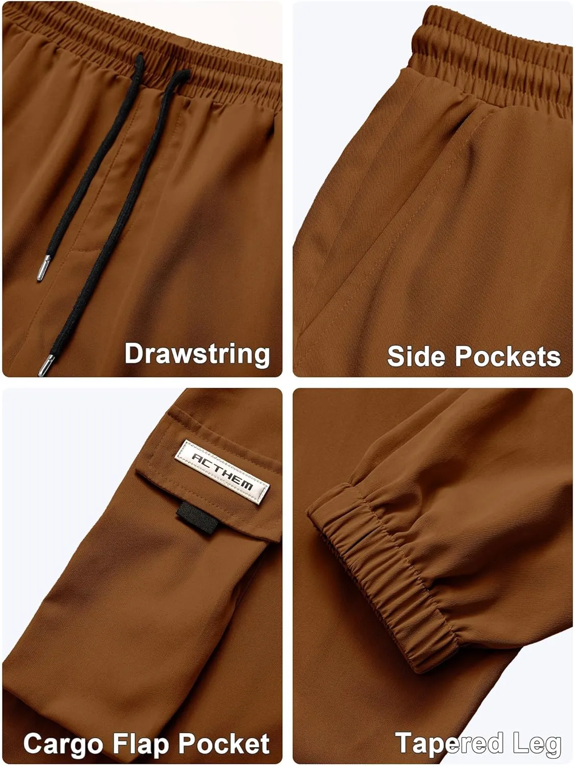 Mens Cargo Joggers Pants Elastic Waist Drawstring Baggy Sweatpants Techwear Pants for Men
