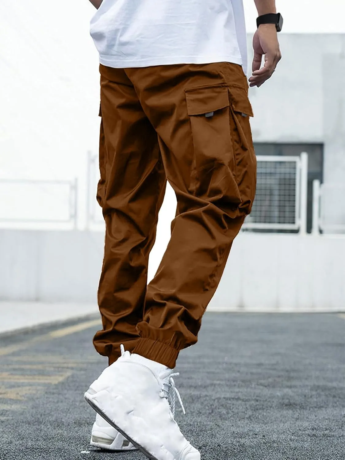 Mens Cargo Joggers Pants Elastic Waist Drawstring Baggy Sweatpants Techwear Pants for Men