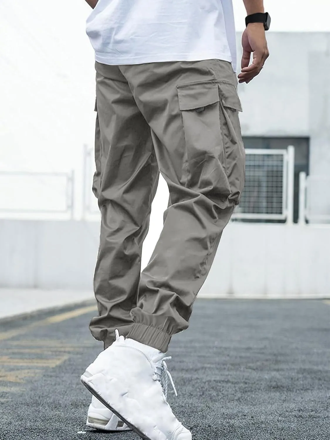 Mens Cargo Joggers Pants Elastic Waist Drawstring Baggy Sweatpants Techwear Pants for Men