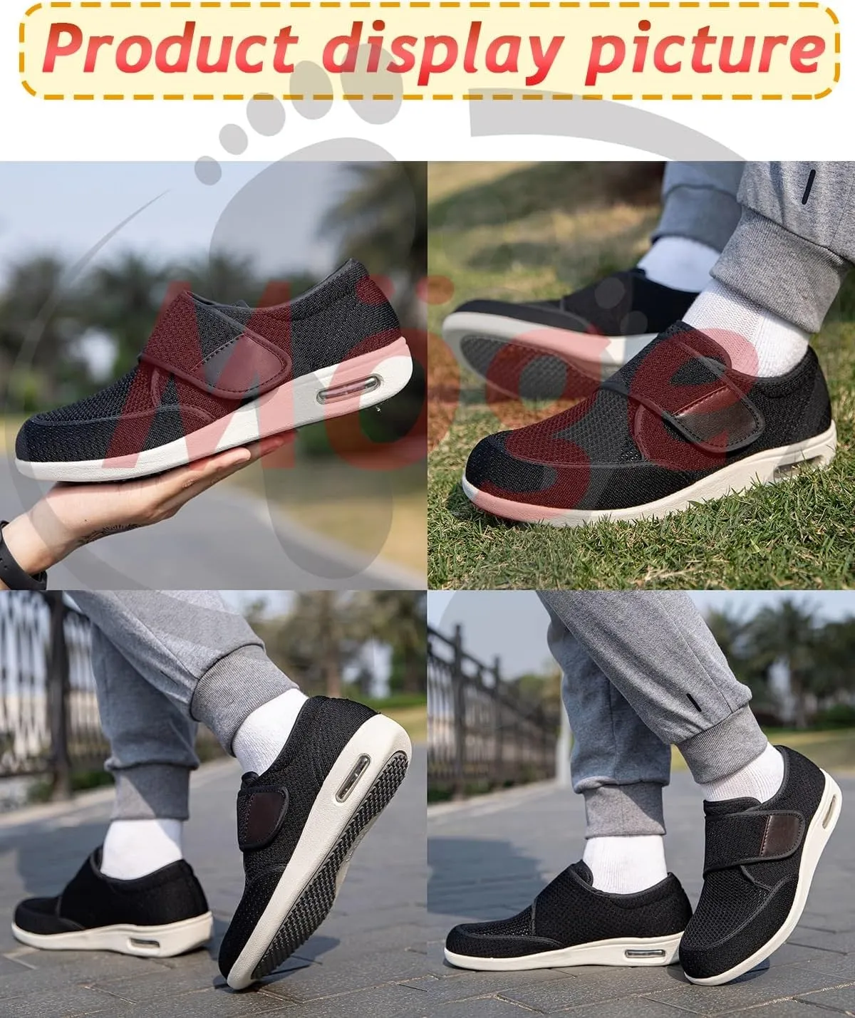 Men's Lightweight Slip-On Trainers with Adjustable Closures - Breathable Anti-Slip Fashion Sneakers for Casual Walking, Gym, and Jogging