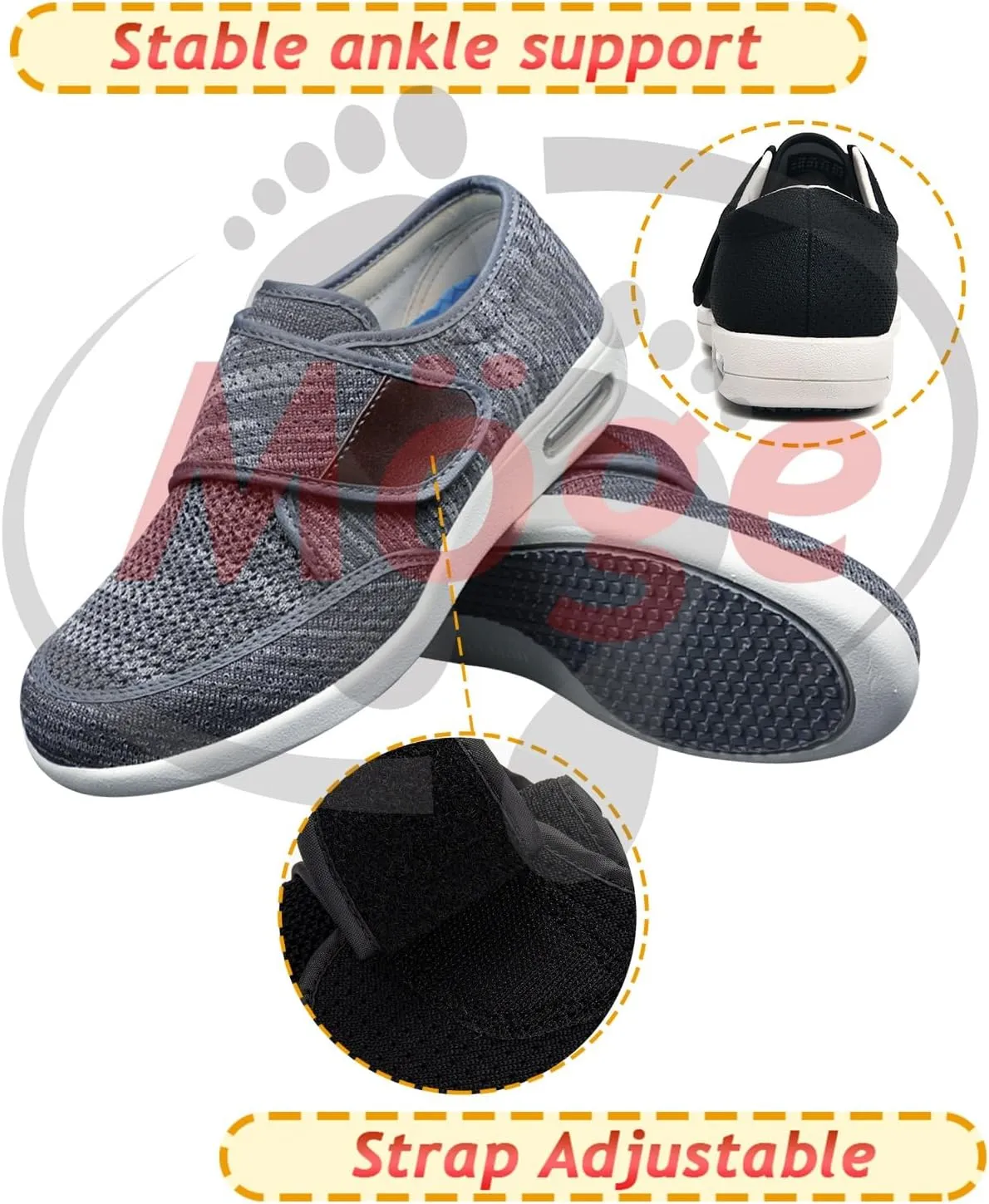 Men's Lightweight Slip-On Trainers with Adjustable Closures - Breathable Anti-Slip Fashion Sneakers for Casual Walking, Gym, and Jogging