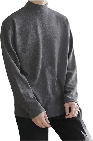 Men's Mock Turtleneck Shirts Long Sleeve Stretch Slim Fit Basic Tops Casual Textured Pullover Sweater Base Layer Tops