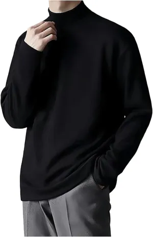 Men's Mock Turtleneck Shirts Long Sleeve Stretch Slim Fit Basic Tops Casual Textured Pullover Sweater Base Layer Tops