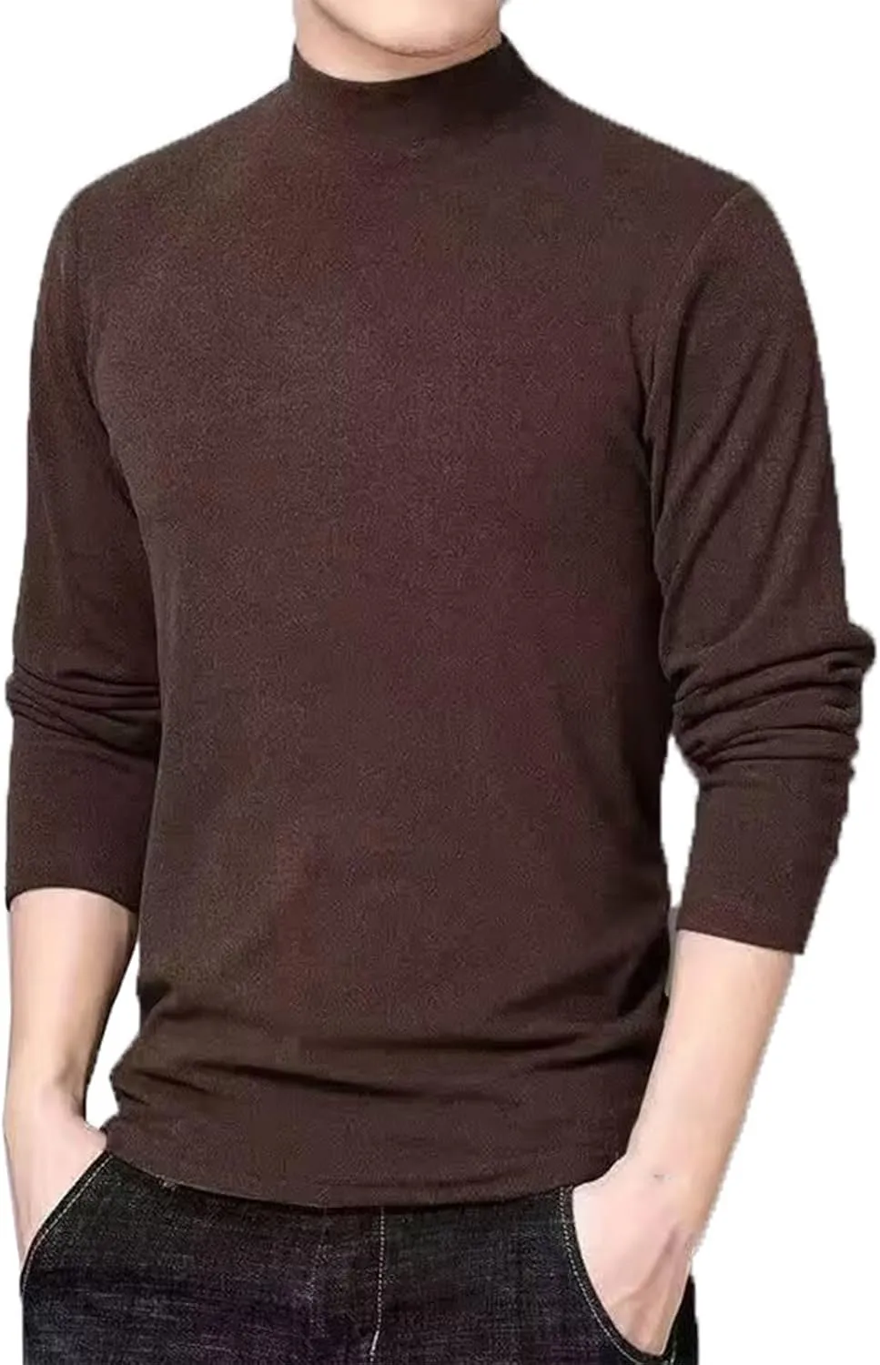 Men's Mock Turtleneck Shirts Long Sleeve Stretch Slim Fit Basic Tops Casual Textured Pullover Sweater Base Layer Tops