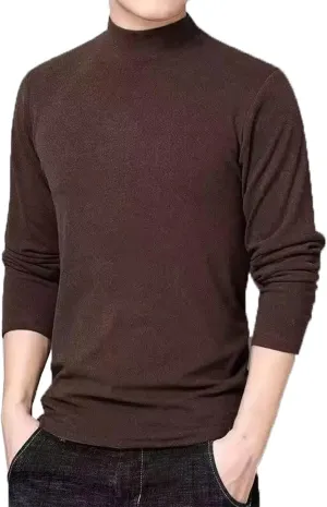 Men's Mock Turtleneck Shirts Long Sleeve Stretch Slim Fit Basic Tops Casual Textured Pullover Sweater Base Layer Tops