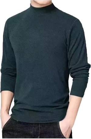 Men's Mock Turtleneck Shirts Long Sleeve Stretch Slim Fit Basic Tops Casual Textured Pullover Sweater Base Layer Tops