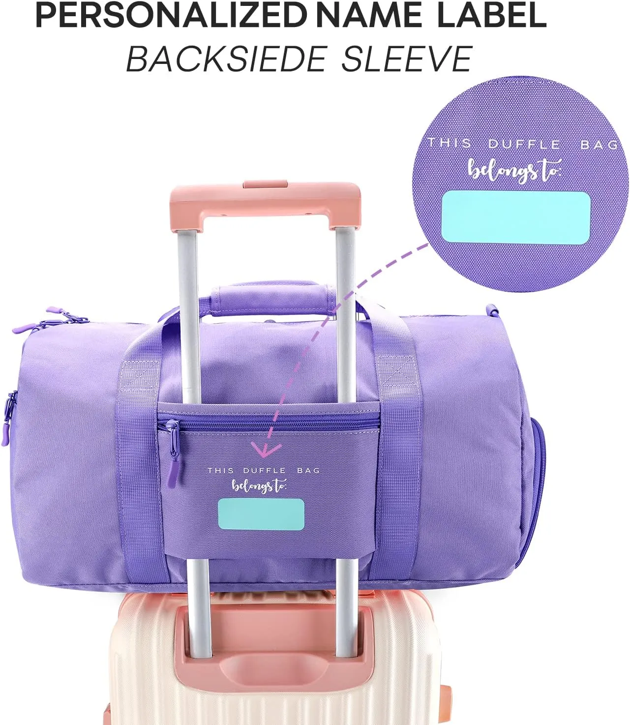mibasies Dance Bag for Girls Duffle Bag Kids Overnight Travel Sleepover Bags Sport Gym Bag with Shoes Compartment, Chunky Purple Rainbow1