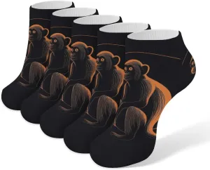 Monkey Line Drawing Ankle Socks Soft Breathable No Show Socks Comfortable Cotton Low Cut Casual Socks for Women Men 5 Pairs