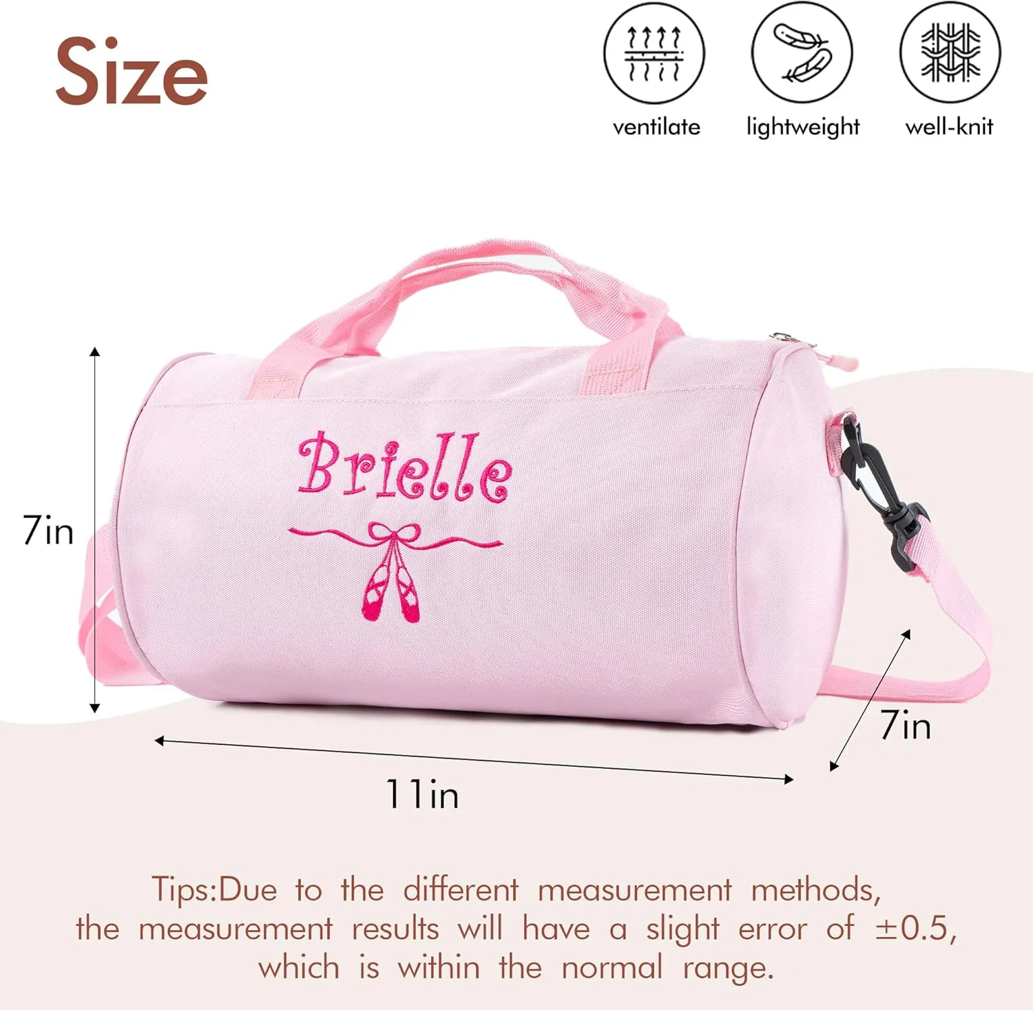 MT WORLD Toddler Dance Bag for Girls Personalized Overnight Duffle Bag for Kids Waterproof Monogram Ballet Shoes Bag Ballerina Duffle Bag Gift