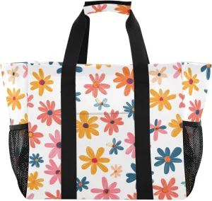 Nander Beautiful Colorful Petals Reusable Grocery Bags,Large Grocery Tote Bag Water Resistant Shopping Bags Foldable Grocery Bag for Clothes,Shoes and Picnic