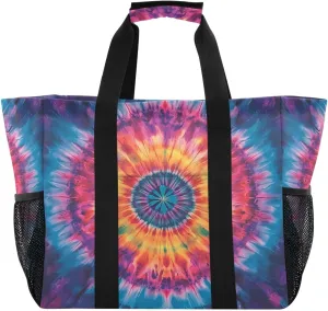 Nander Color Tie Dye Reusable Grocery Bags,Large Grocery Tote Bag Water Resistant Shopping Bags Foldable Grocery Bag for Clothes,Shoes and Picnic