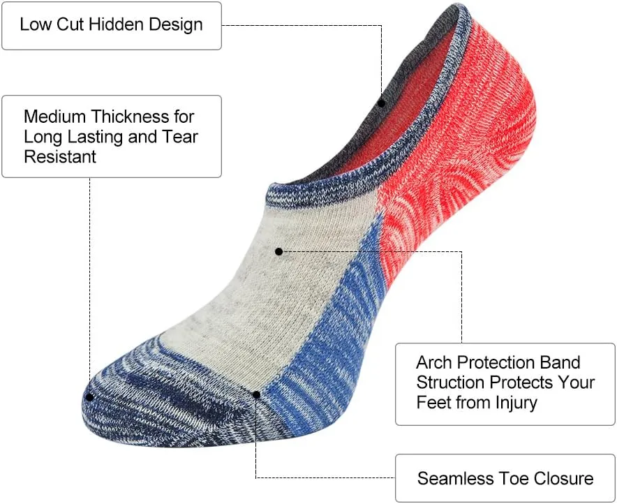 No Show Socks Womens Low Cut Socks Non Slip Invisible Short Cotton Sneaker Socks Casual Ankle Sox Liner 6Pairs