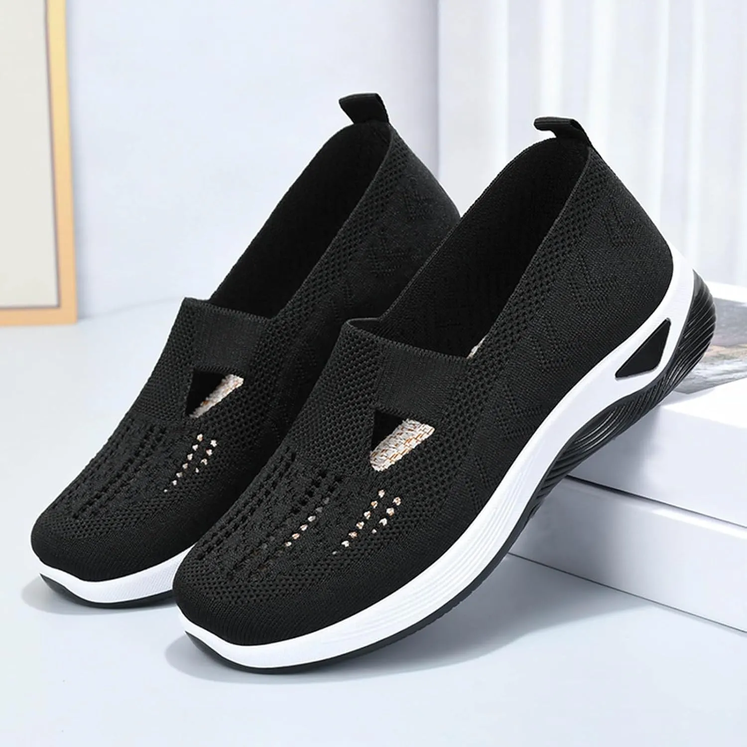 Orthopedic Slip On Loafers for Women with Arch Support Comfortable Walking Shoes Casual Sneakers for Plantar Fasciitis Foot Heel Pain Relief Swollen Feet