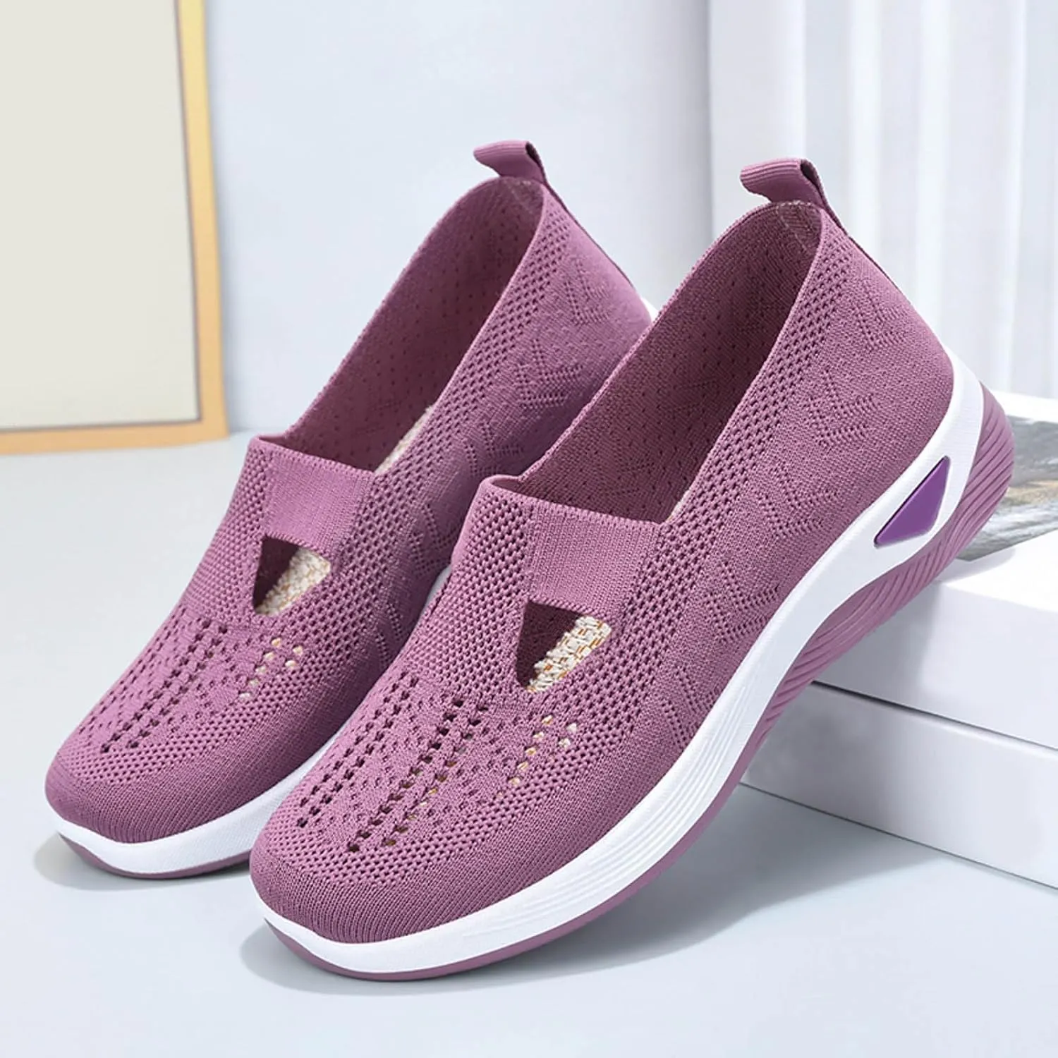 Orthopedic Slip On Loafers for Women with Arch Support Comfortable Walking Shoes Casual Sneakers for Plantar Fasciitis Foot Heel Pain Relief Swollen Feet