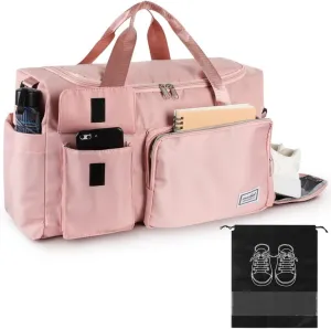 Overnight Travel Duffel Bag, Waterproof Gym Bag with Compartment for Shoes, Dry-Wet Separated with Trolley Sleeve for Women, Weekend Nylon Bag