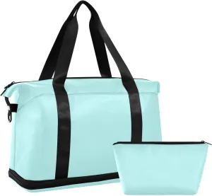 Pale Turquoise Weekender Bags for Women Travel Duffel Bags with Shoe Compartment Overnight Bag Carry on Sports Duffel Bag with Toiletry Bag for Travel/Business/Gift Pale Turquoise 01