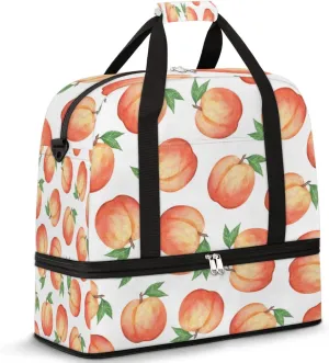 Peach Travel Duffle Bag Sports Gym Bag With Shoes Compartment Weekender Overnight Bag Waterproof Tote Carry On Bag for Women Men