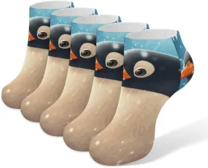 Penguin in The Snow Ankle Socks Soft Breathable No Show Socks Comfortable Cotton Low Cut Casual Socks for Women Men 5 Pairs
