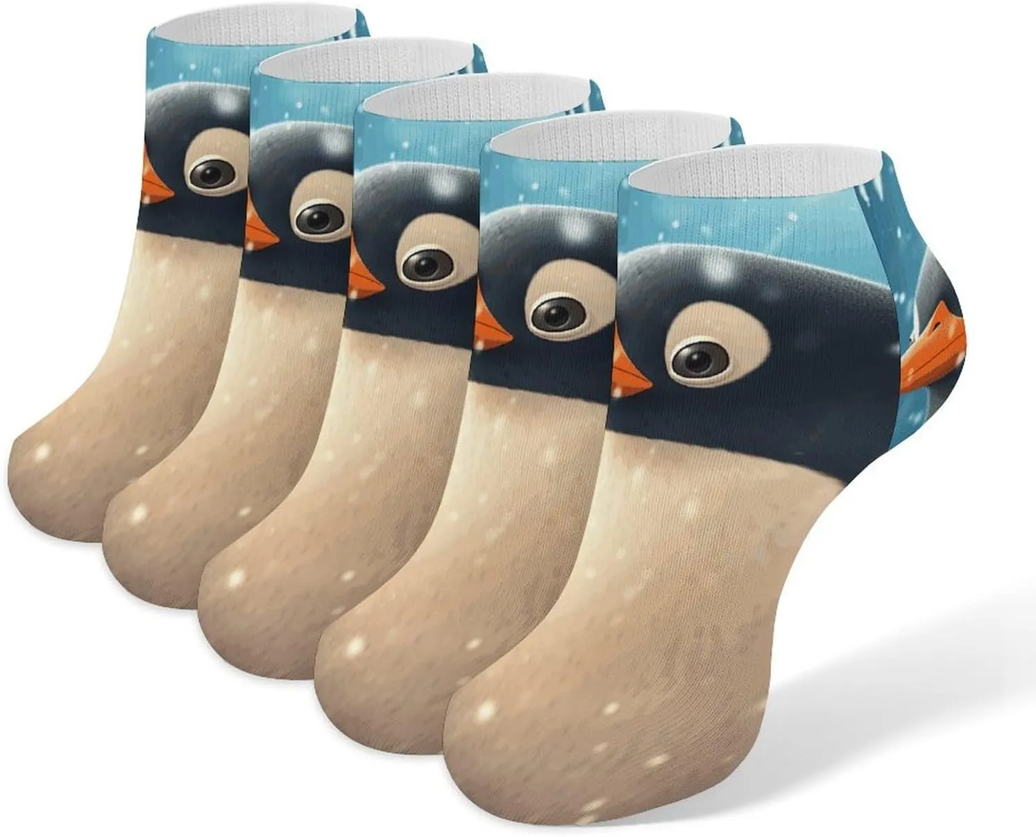 Penguin in The Snow Ankle Socks Soft Breathable No Show Socks Comfortable Cotton Low Cut Casual Socks for Women Men 5 Pairs