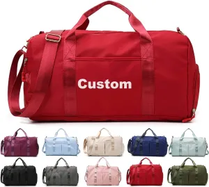 Personalized Duffle Bag, Custom Name Dance Bag for Girls, Personalized Embroidered Sports Gym Bag with Shoes Compartment for Women Girls (Red)